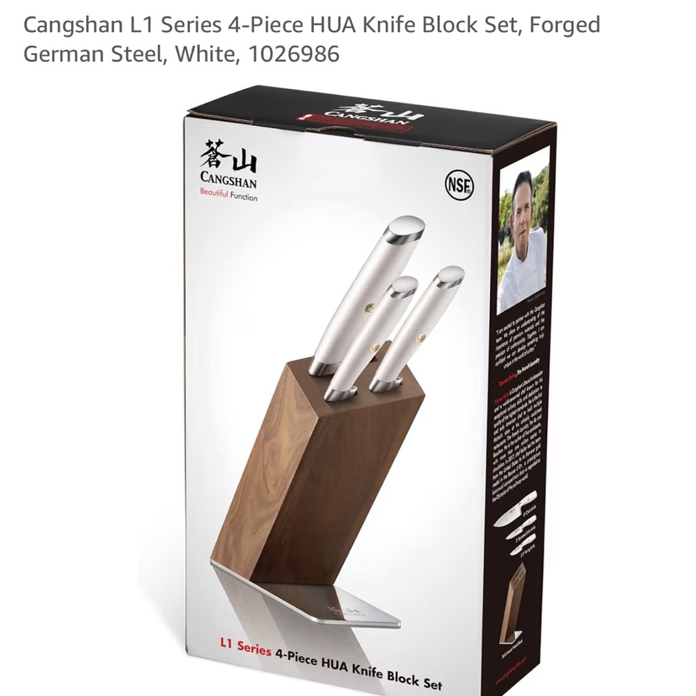 L1 Series 4-Piece HUA Knife Block Set, White